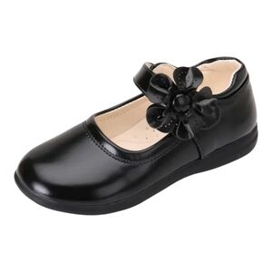 Elegant Black Kids Shoes with Floral Accent